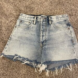 RE/DONE Frayed Hem Denim Shorts